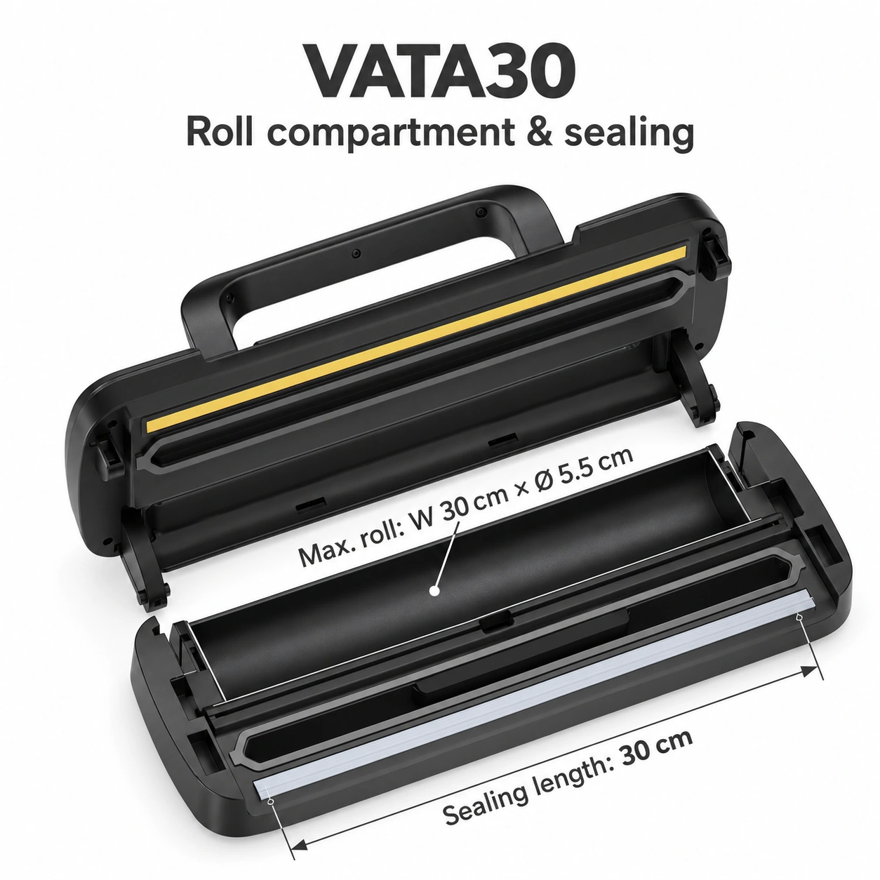 VATA30 — Rollenfach: B 30 cm × Ø 5.5 cm; Schweißlänge 30 cm